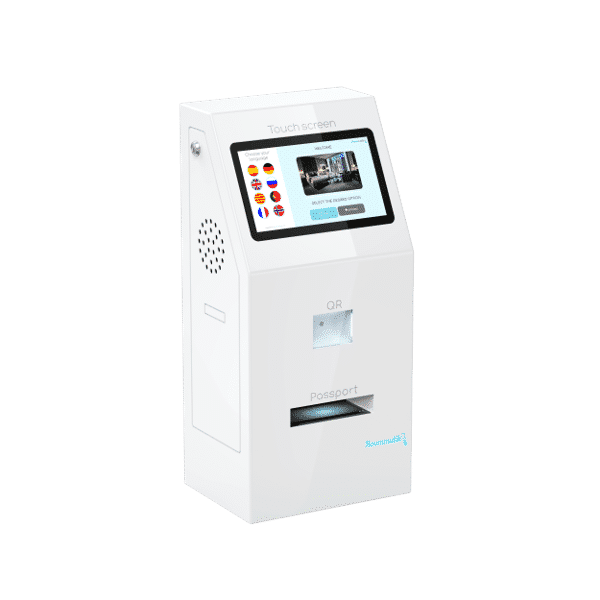 Recepción automática con máquina de check-in Roommatik S-100 blanco
