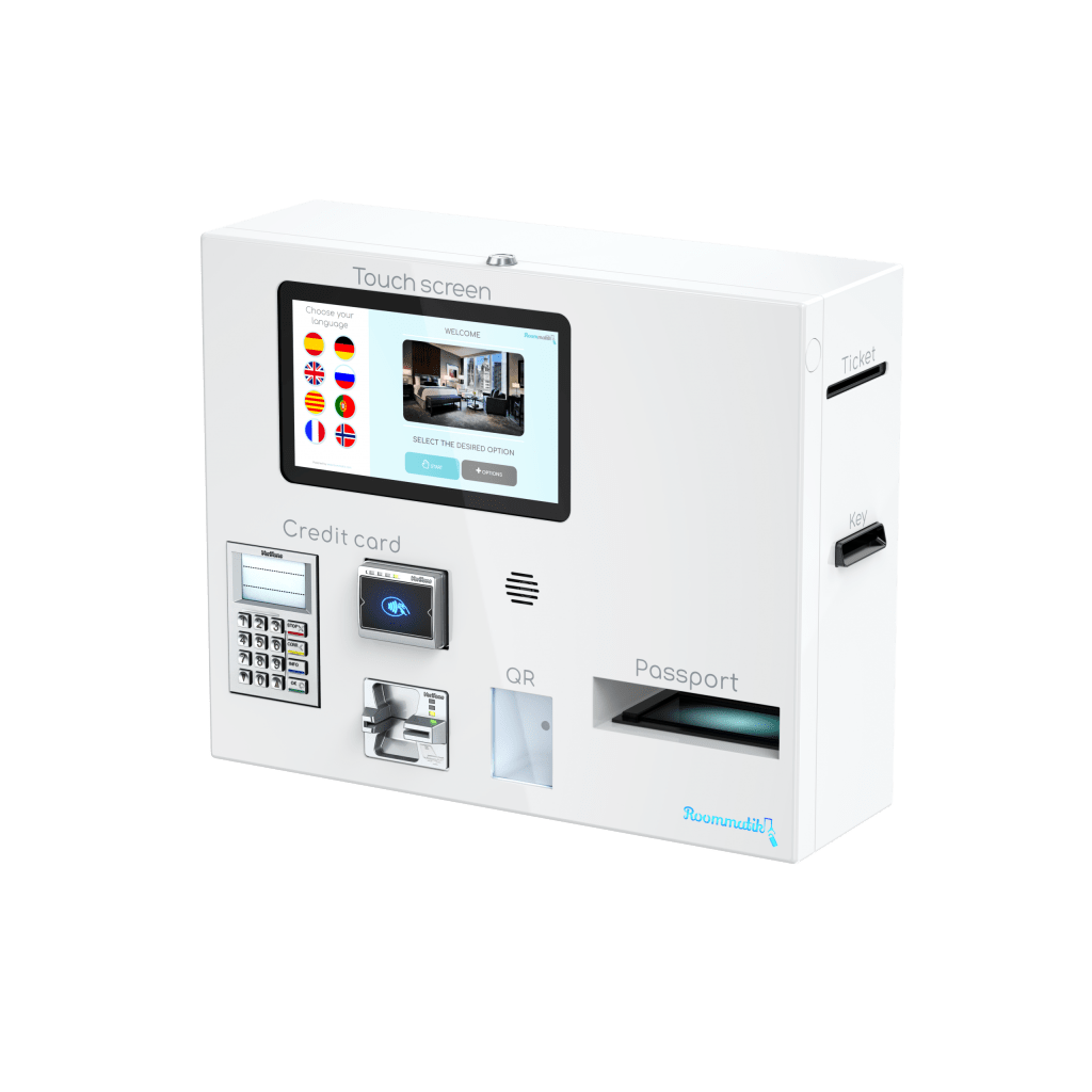 Automated reception with check-in kiosk Roommatik S-300 white