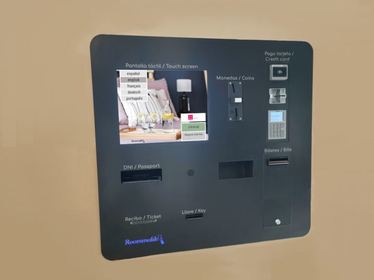 Borne d'enregistrement avec paiement en espèces