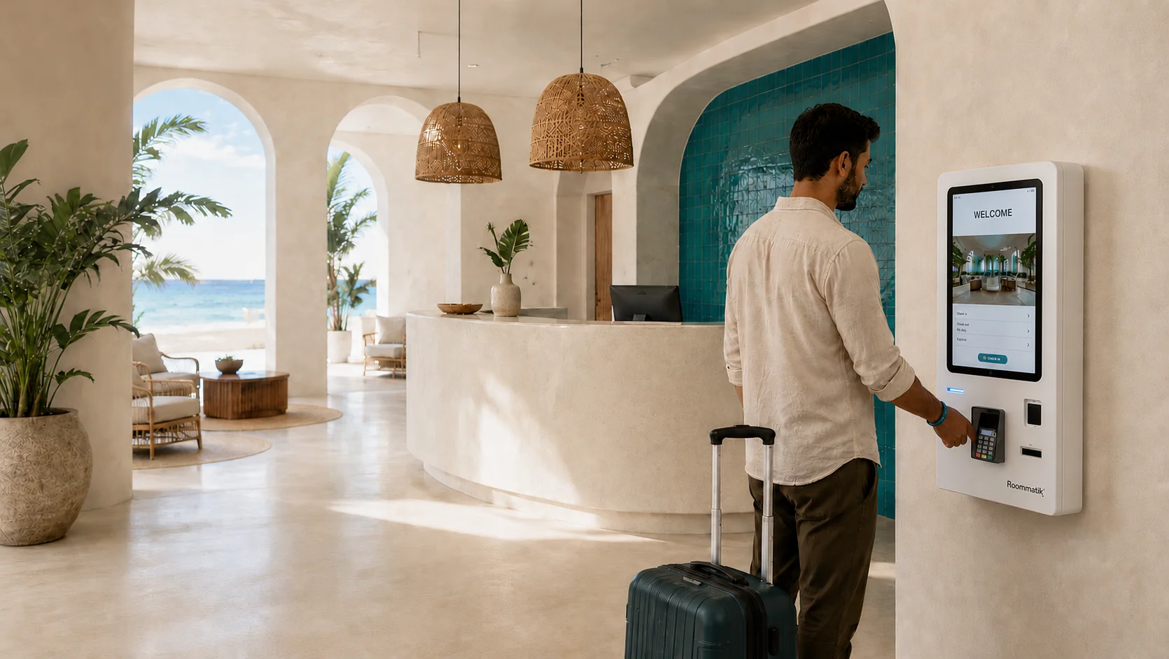 Borne de check-in en libre-service pour h&ocirc;tels