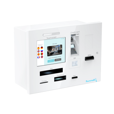 Automated reception with Roommatik check-in kiosk M-201 white Automated reception with Roommatik check-in kiosk M-201 white